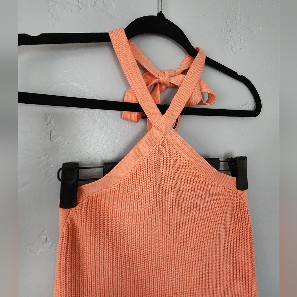 J. Crew Knit Cotton Halter Sweater Top Coral Medium - Picture 6 of 10